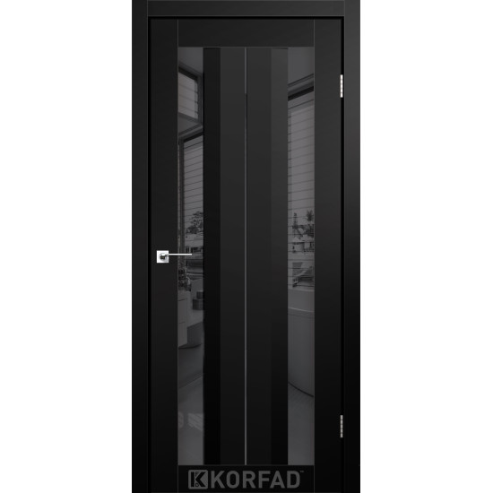 Двері міжкімнатні Aliana 01 Super PET чорний дзеркало графіт Korfad