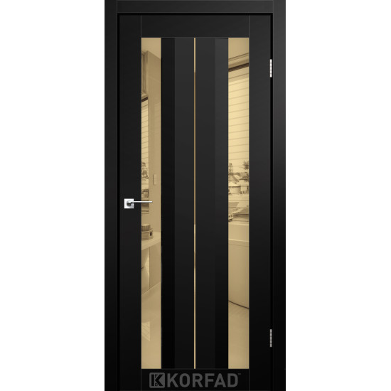 Двері міжкімнатні Aliana 01 Super PET чорний дзеркало бронза Korfad