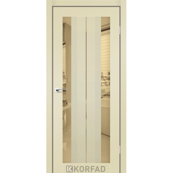 Двері міжкімнатні Aliana 01 Super PET магнолія дзеркало бронза Korfad