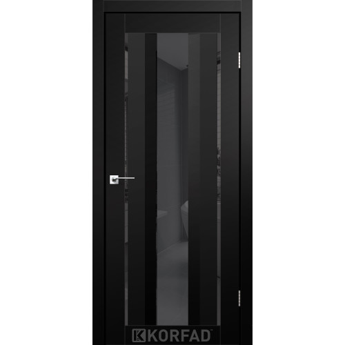 Межкомнатная дверь Aliana 02 Super PET черный зеркало графит Korfad