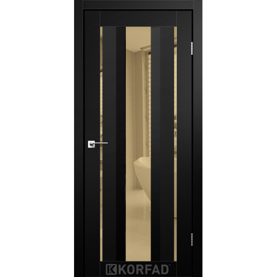 Двері міжкімнатні Aliana 02 Super PET чорний дзеркало бронза Korfad