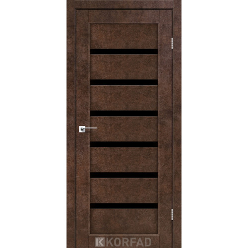 Межкомнатная дверь Porto Deluxe 01 арт бетон стекло черное Korfad