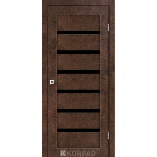 Двері міжкімнатні Porto Deluxe 01 арт бетон скло чорне Korfad