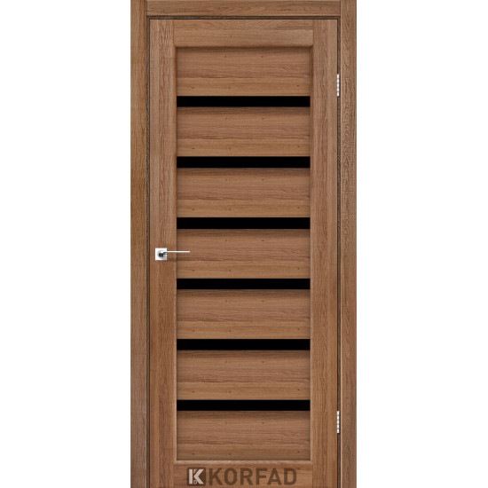 Двері міжкімнатні Porto Deluxe 01 дуб браш скло чорне Korfad