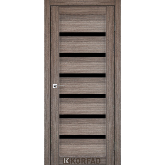 Двері міжкімнатні Porto Deluxe 01 дуб грей скло чорне Korfad