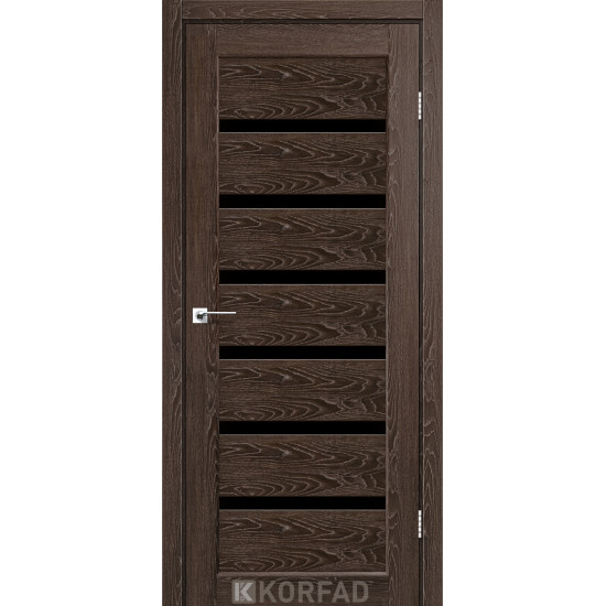 Двері міжкімнатні Porto Deluxe 01 дуб марсала скло чорне Korfad