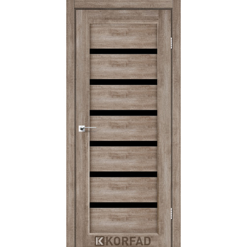 Межкомнатная дверь Porto Deluxe 01 эш вайт стекло черное Korfad