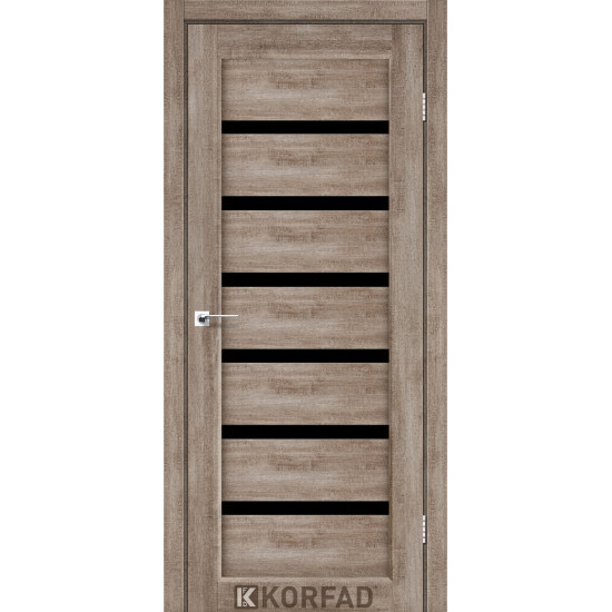 Двері міжкімнатні Porto Deluxe 01 еш вайт скло чорне Korfad