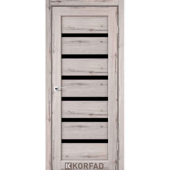 Двері міжкімнатні Porto Deluxe 01 дуб нордик скло чорне Korfad