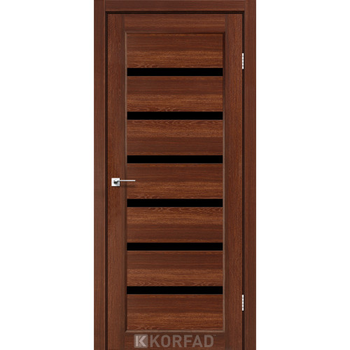 Межкомнатная дверь Porto Deluxe 01 орех стекло черное Korfad