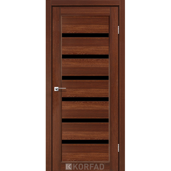 Двері міжкімнатні Porto Deluxe 01 горіх скло чорне Korfad