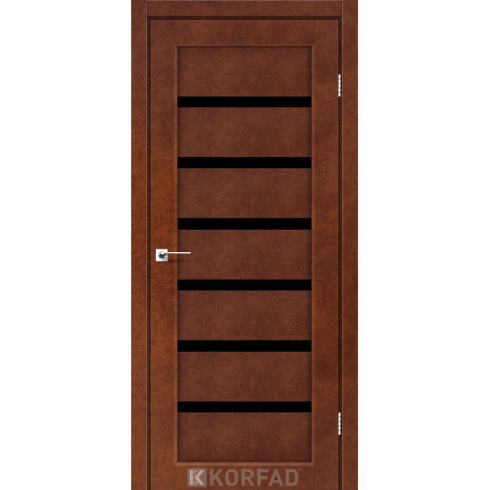 Двері міжкімнатні Porto Deluxe 01 сталь кортен скло чорне Korfad