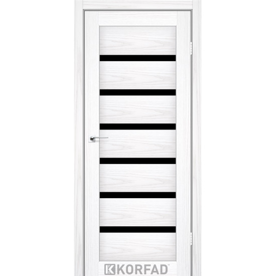 Двері міжкімнатні Porto Deluxe 01 біла мадрина скло чорне Korfad