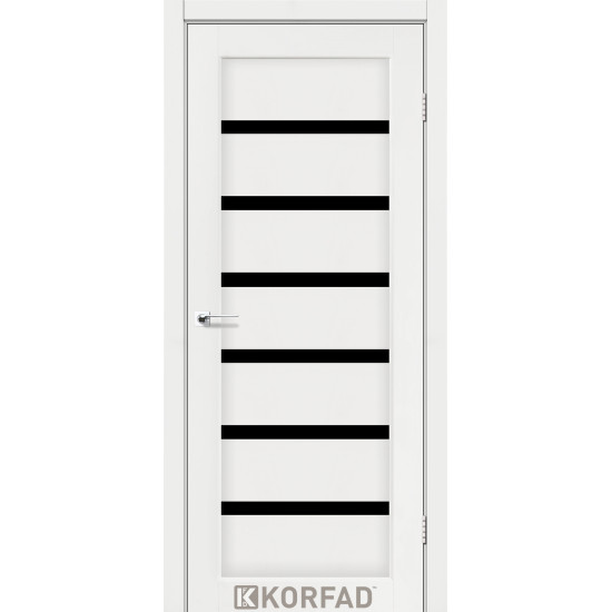 Двері міжкімнатні Porto Deluxe 01 ясен білий скло чорне Korfad