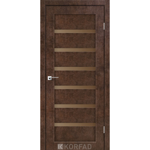Межкомнатная дверь Porto Deluxe 01 арт бетон стекло бронза Korfad