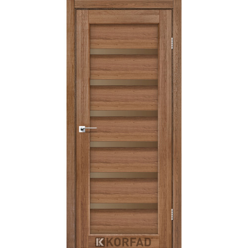 Межкомнатная дверь Porto Deluxe 01 дуб браш стекло бронза Korfad