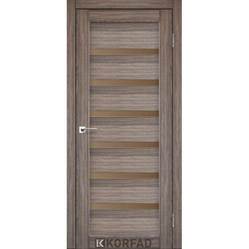 Межкомнатная дверь Porto Deluxe 01 дуб грей стекло бронза Korfad