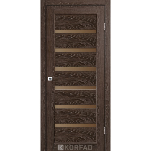 Межкомнатная дверь Porto Deluxe 01 дуб марсала стекло бронза Korfad