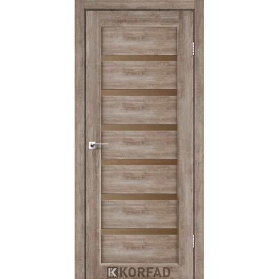 Двері міжкімнатні Porto Deluxe 01 еш вайт скло бронза Korfad