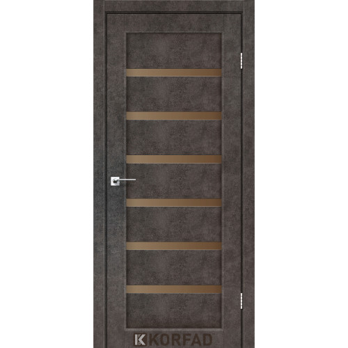Межкомнатная дверь Porto Deluxe 01 лофт бетон стекло бронза Korfad