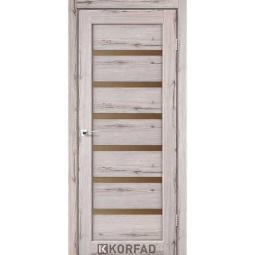Межкомнатная дверь Porto Deluxe 01 дуб нордик стекло бронза Korfad