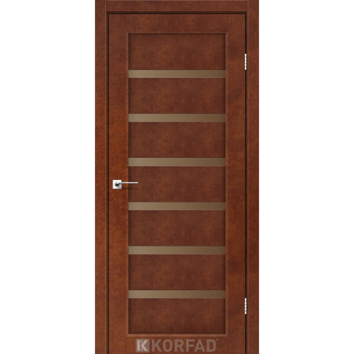 Межкомнатная дверь Porto Deluxe 01 сталь кортен стекло бронза Korfad