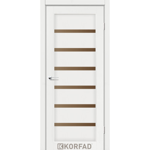 Межкомнатная дверь Porto Deluxe 01 ясень белый стекло бронза Korfad
