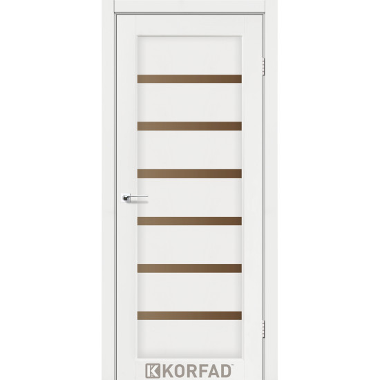 Двері міжкімнатні Porto Deluxe 01 ясен білий скло бронза Korfad