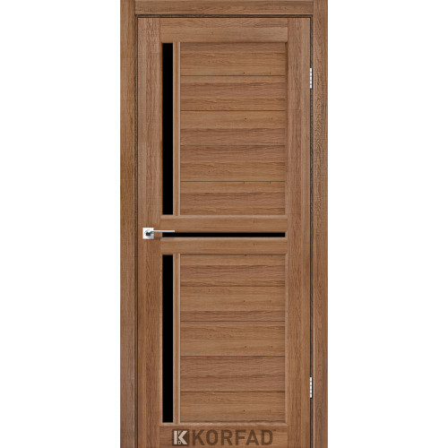 Межкомнатная дверь Scalea 04 дуб браш стекло черное Korfad