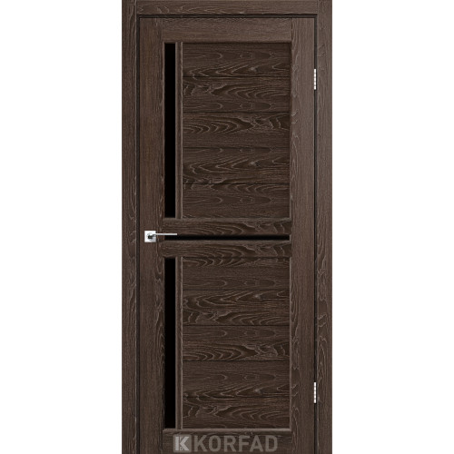 Межкомнатная дверь Scalea 04 дуб марсала стекло черное Korfad