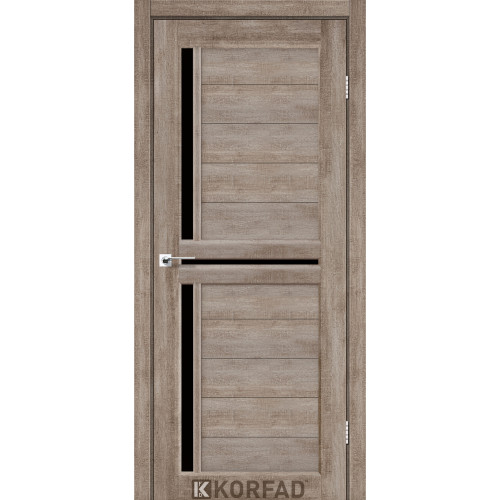 Межкомнатная дверь Scalea 04 эш вайт стекло черное Korfad