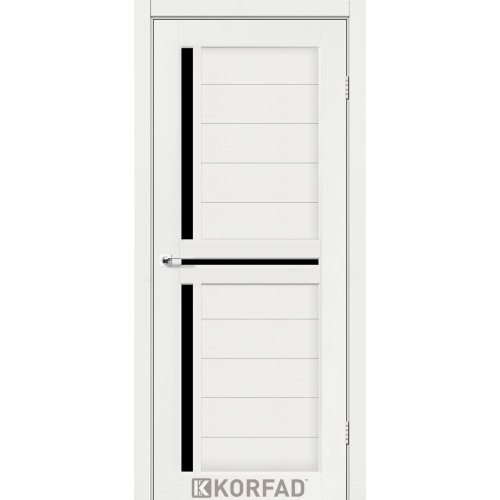 Межкомнатная дверь Scalea 04 ясень белый стекло черное Korfad