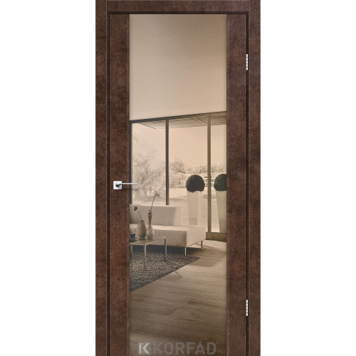 Межкомнатная дверь Sanremo 01 арт бетон триплекс зеркало бронза Korfad