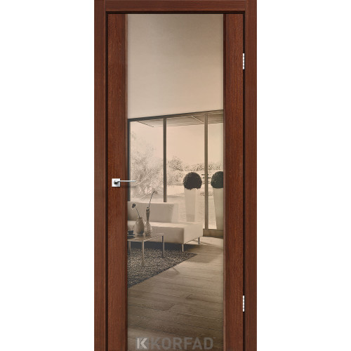 Межкомнатная дверь Sanremo 01 орех триплекс зеркало бронза Korfad