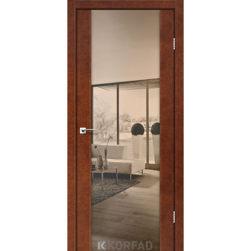 Межкомнатная дверь Sanremo 01 сталь кортен триплекс зеркало бронза Korfad