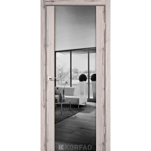 Межкомнатная дверь Sanremo 01 дуб нордик триплекс зеркало графит  Korfad