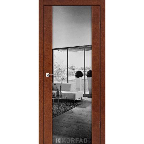 Межкомнатная дверь Sanremo 01 сталь кортен триплекс зеркало графит  Korfad
