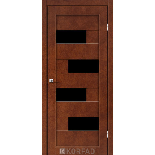 Межкомнатная дверь Parma 10 сталь кортен стекло черное Korfad