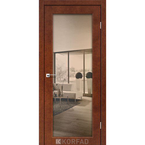 Межкомнатная дверь Sanvito 01 сталь кортен триплекс зеркало бронза Korfad