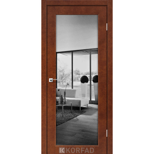 Межкомнатная дверь Sanvito 01 сталь кортен триплекс зеркало графит Korfad