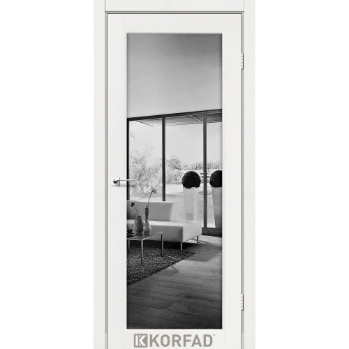 Межкомнатная дверь Sanvito 01 ясень белый триплекс зеркало графит Korfad