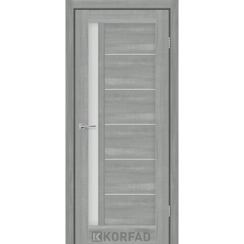 Межкомнатная дверь OCTAVIA ясень стальной стекло сатин  KORFAD Express