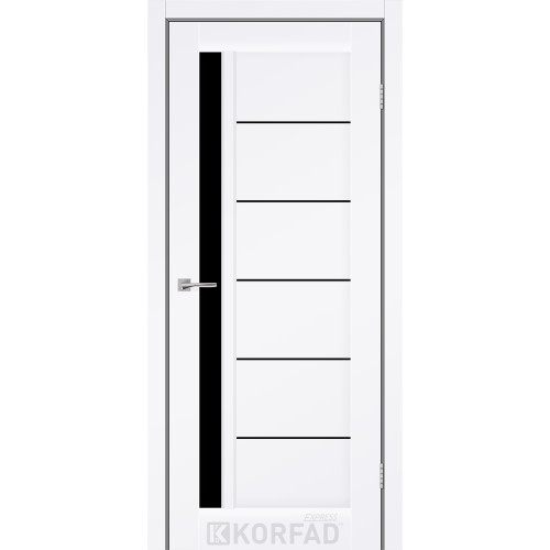 Межкомнатная дверь OCTAVIA белый мат кристал стекло черное KORFAD Express