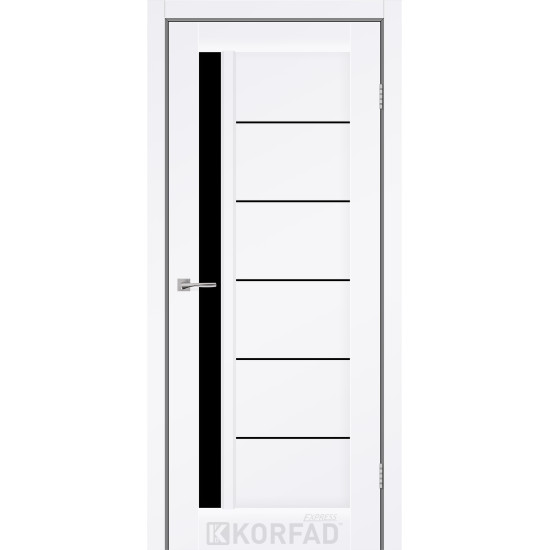 Двері міжкімнатні OCTAVIA білий мат кристал скло чорне KORFAD Express