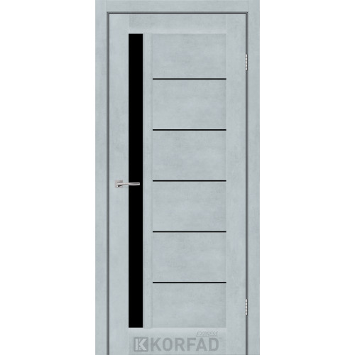 Межкомнатная дверь OCTAVIA цемент светлый стекло черное KORFAD Express