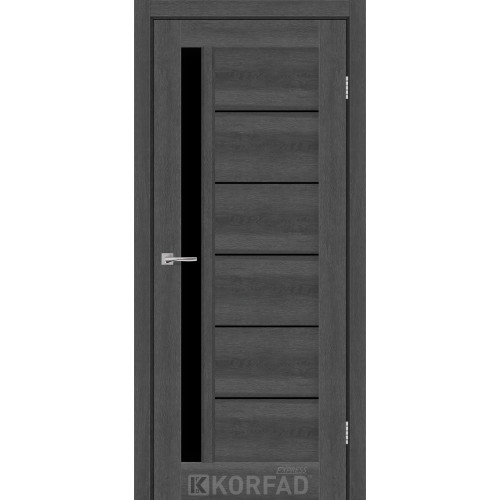 Межкомнатная дверь OCTAVIA ясень грани стекло черное KORFAD Express