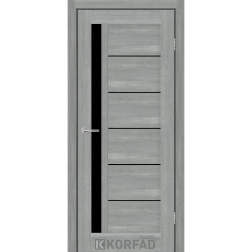 Межкомнатная дверь OCTAVIA ясень стальной стекло черное KORFAD Express