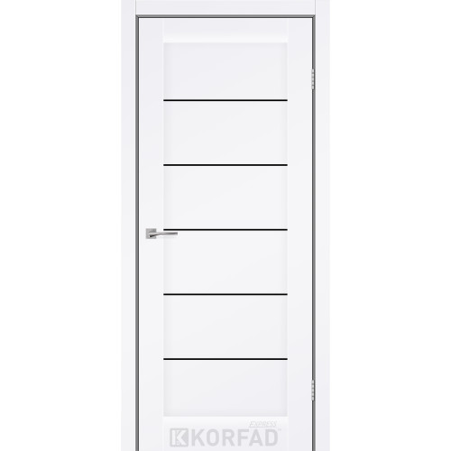 Межкомнатная дверь RIVIERA белый мат кристал стекло черное KORFAD Express
