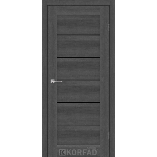 Межкомнатная дверь RIVIERA ясень грани стекло черное KORFAD Express