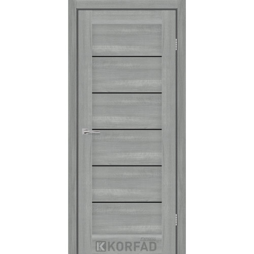 Межкомнатная дверь RIVIERA ясень стальной стекло черное KORFAD Express